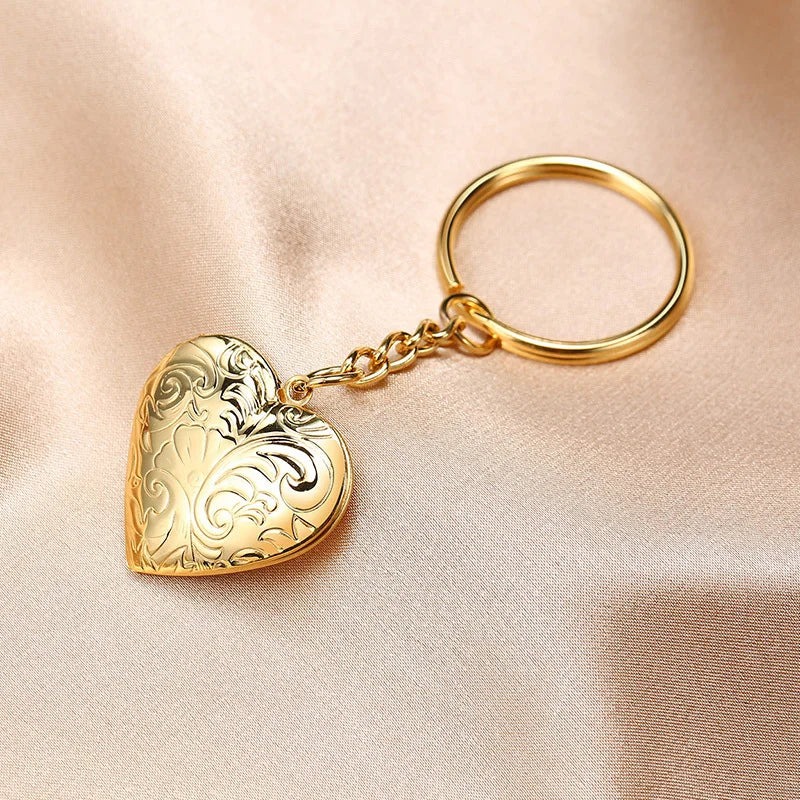 Vnox Heart Locket Keychain – Custom Stainless Steel Pendant for Your IDOL’s Photo