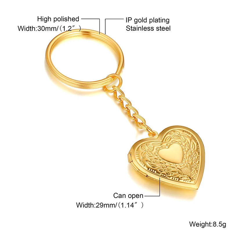Vnox Heart Locket Keychain – Custom Stainless Steel Pendant for Your IDOL’s Photo