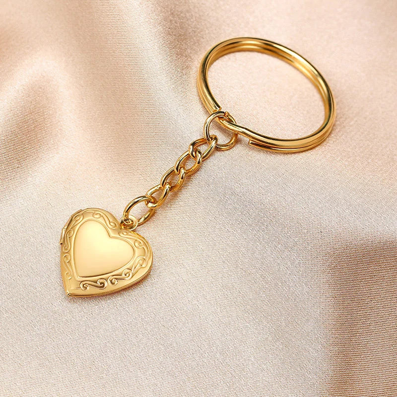 Vnox Heart Locket Keychain – Custom Stainless Steel Pendant for Your IDOL’s Photo