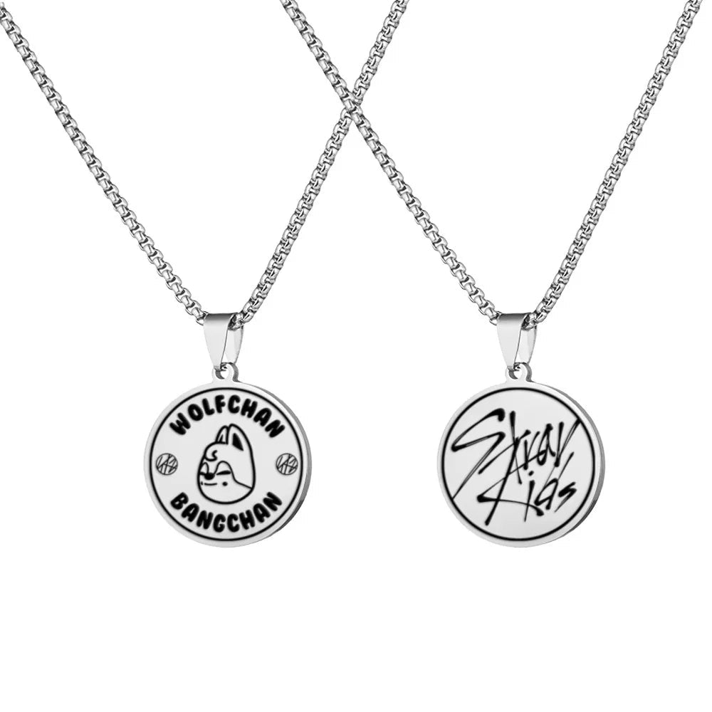 Stray Kids Stainless Steel Engraved Necklace – SKZOO Titanium Pendant