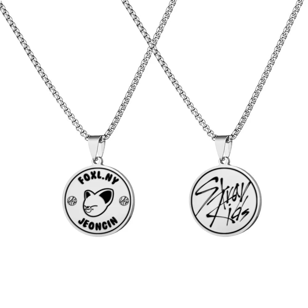 Stray Kids Stainless Steel Engraved Necklace – SKZOO Titanium Pendant