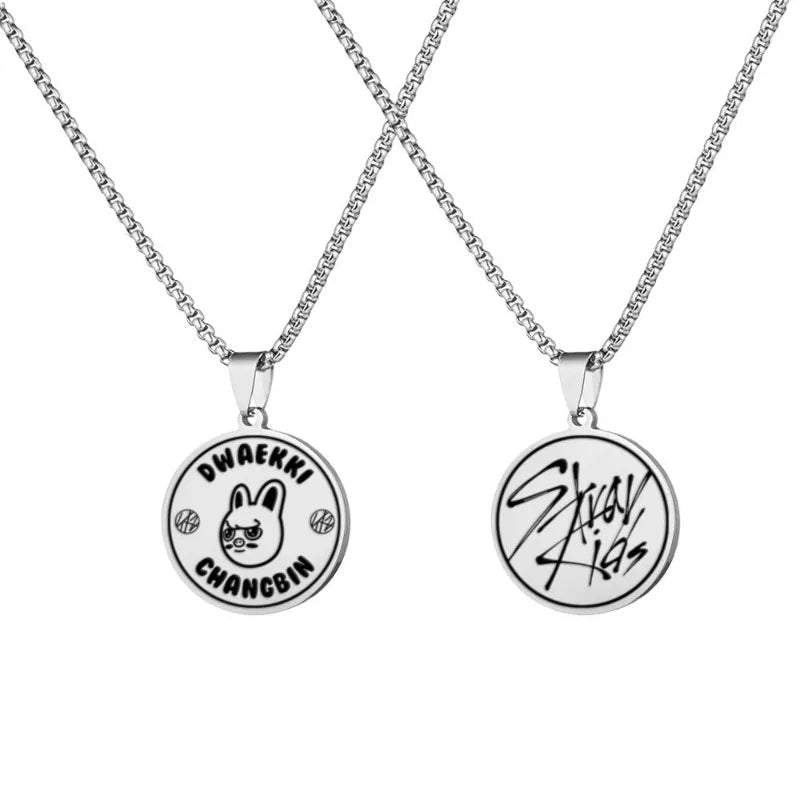 Stray Kids Stainless Steel Engraved Necklace – SKZOO Titanium Pendant