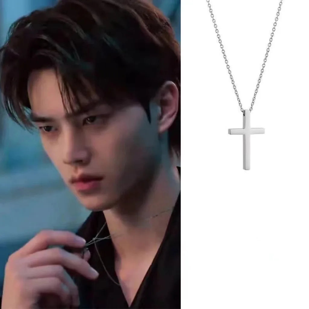 Song Kang 'My Demon' Necklace - Titanium Steel Cross