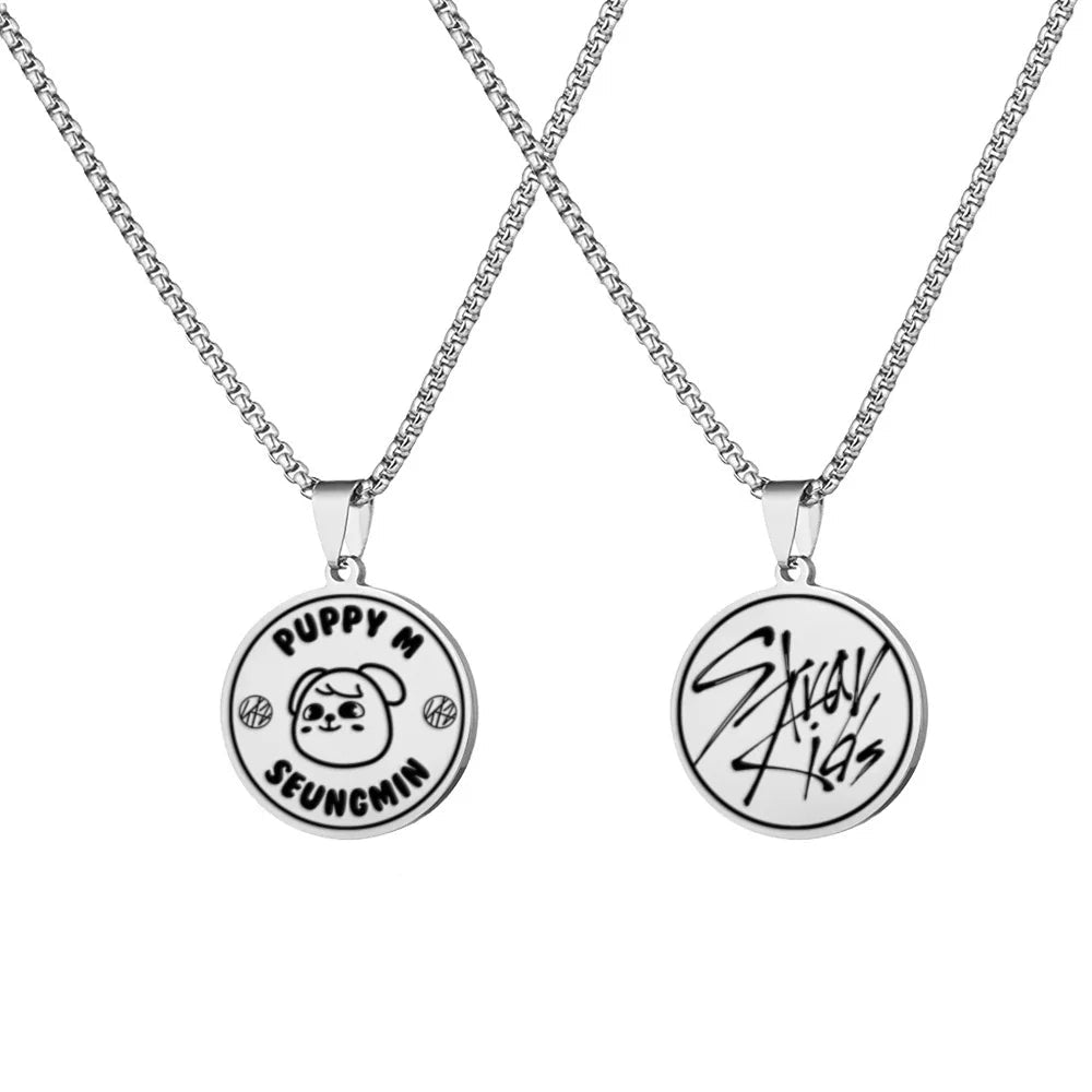 Stray Kids Stainless Steel Engraved Necklace – SKZOO Titanium Pendant