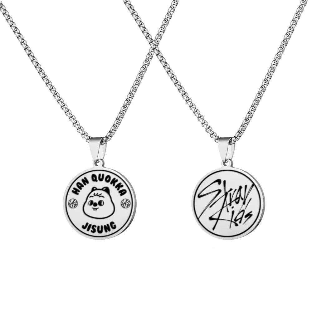Stray Kids Stainless Steel Engraved Necklace – SKZOO Titanium Pendant