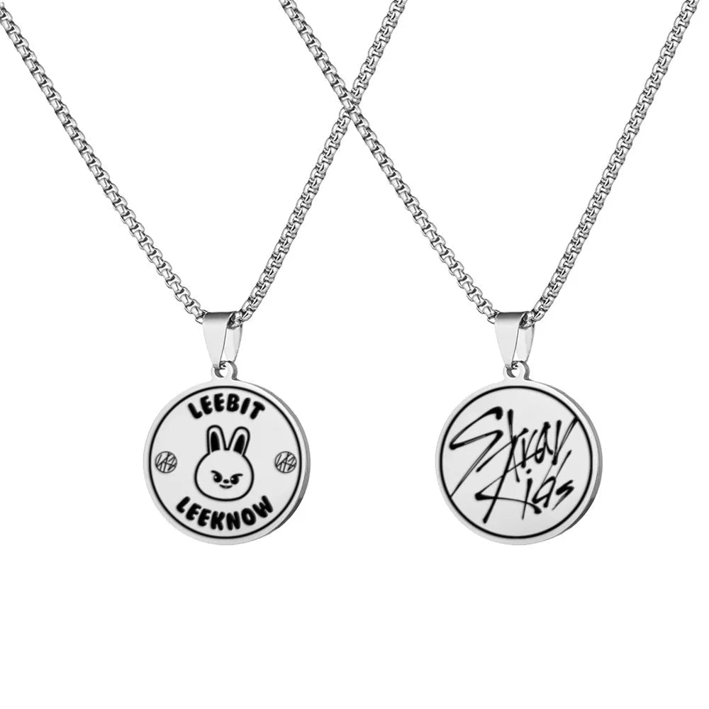 Stray Kids Stainless Steel Engraved Necklace – SKZOO Titanium Pendant