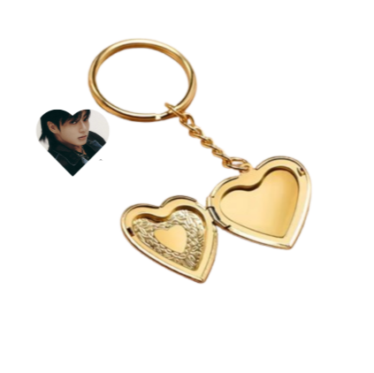 Vnox Heart Locket Keychain – Custom Stainless Steel Pendant for Your IDOL’s Photo