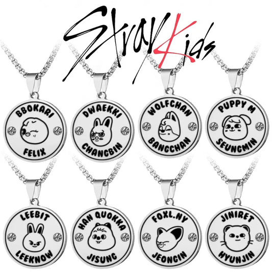 Stray Kids Stainless Steel Engraved Necklace – SKZOO Titanium Pendant